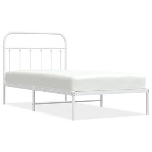 vidaXL Cadre de lit m&eacute;tal sans matelas et t&ecirc;te de lit blanc 100x190 cm