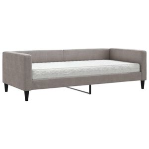 vidaXL Lit de jour avec matelas taupe 90x200 cm tissu