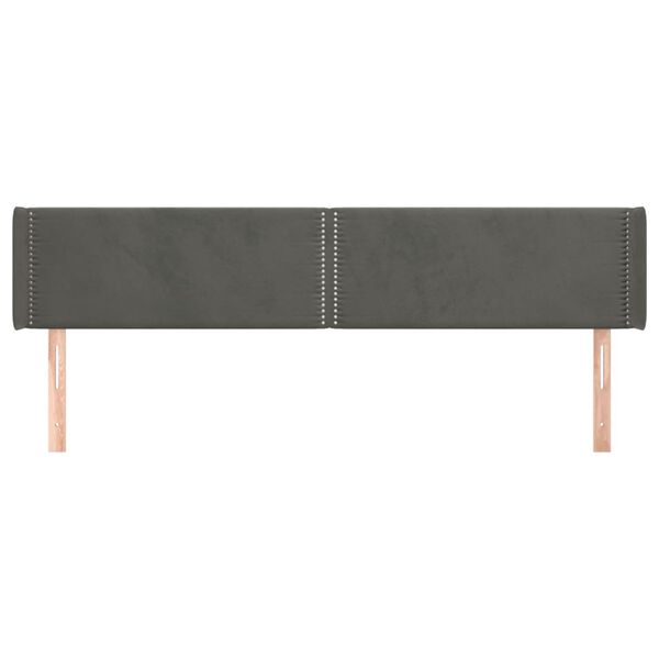 vidaXL T&ecirc;te de lit avec oreilles Gris fonc&eacute; 203x16x78/88 cm Velours