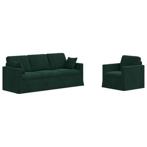 vidaXL Ensemble de Canap&eacute;s 2 pc Vert fonc&eacute; Velours