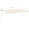 vidaXL Auvent manuel r&eacute;tractable avec LED 600x300 cm Cr&egrave;me