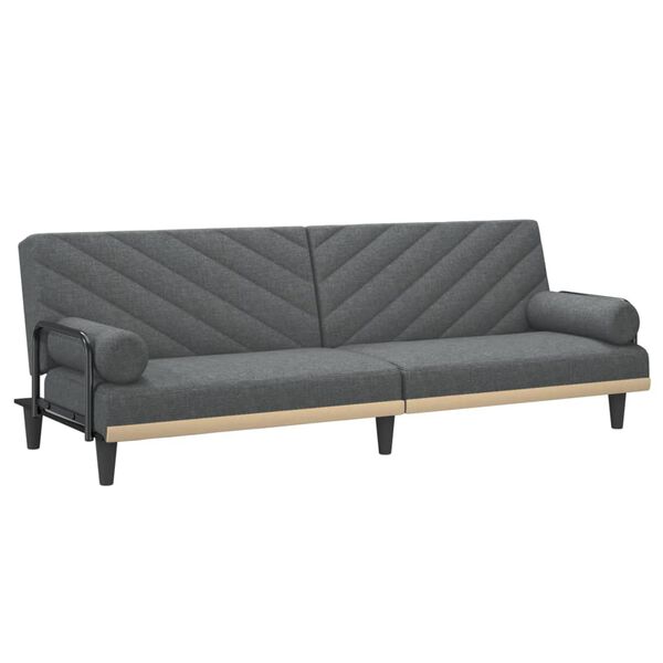 vidaXL Canap&eacute;-lit avec accoudoirs gris fonc&eacute; tissu