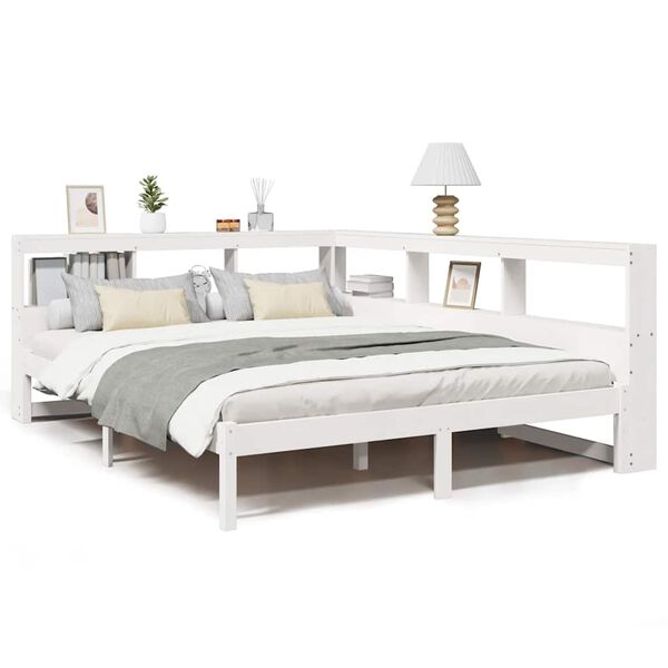 vidaXL Lit biblioth&egrave;que sans matelas blanc 140x200 cm bois pin massif
