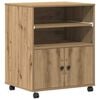 vidaXL Support d'imprimante Ch&ecirc;ne artisanal 60 x 48 x 74 cm