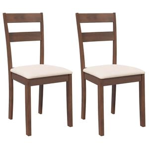 vidaXL Chaises &agrave; manger coussins 2 pcs marron bois massif caoutchouc
