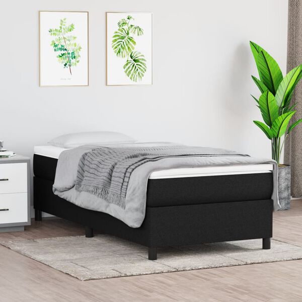 vidaXL Sommier &agrave; lattes de lit avec matelas Noir 100x200 cm Tissu