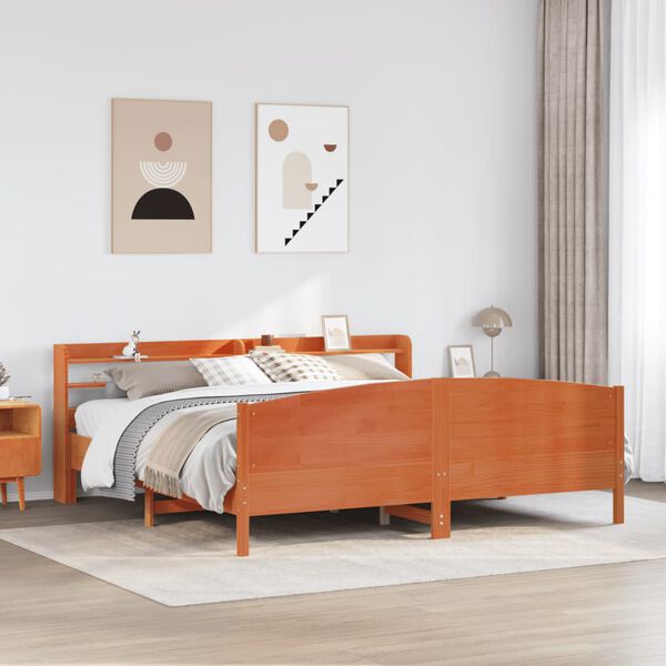 vidaXL Cadre de lit sans matelas cire marron 180x200cm bois pin massif