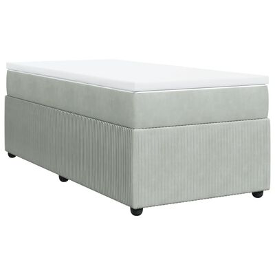 vidaXL Sommier à lattes de lit et matelas Gris clair 90x200 cm Velours