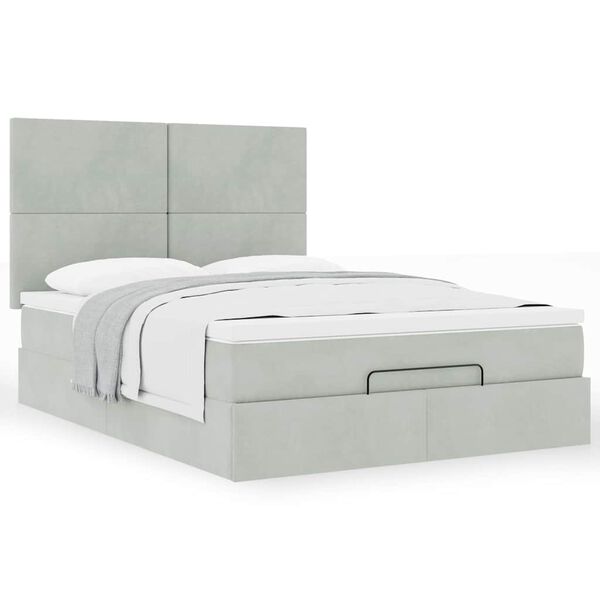 vidaXL Cadre de lit ottoman avec matelas gris clair 140x200 cm velours