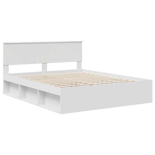 vidaXL Cadre de lit avec t&ecirc;te de lit Blanc 160 x 200 cm Pin massif