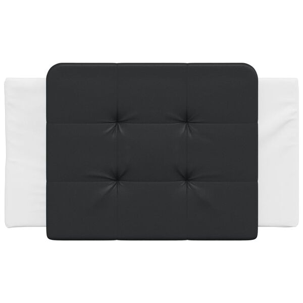 vidaXL Coussin de t&ecirc;te de lit Zadar noir et blanc 90 cm similicuir