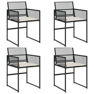 vidaXL Chaises de jardin lot de 4 avec coussins noir r&eacute;sine tress&eacute;e