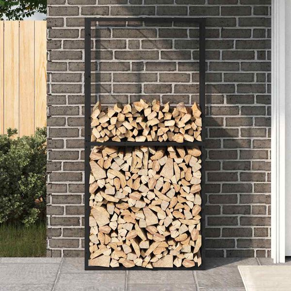 vidaXL Portant de bois de chauffage noir 100x30x209 cm acier