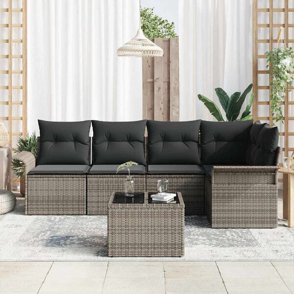 vidaXL Ensemble de canap&eacute; de jardin avec coussin 6 pcs polyrotin