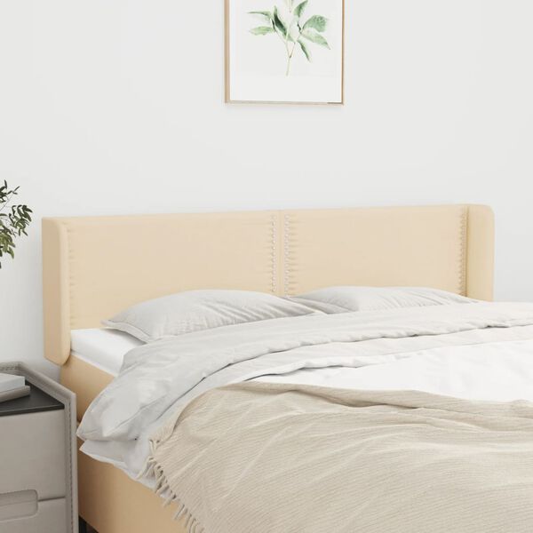 vidaXL T&ecirc;te de lit avec oreilles Cr&egrave;me 147x16x78/88 cm Tissu