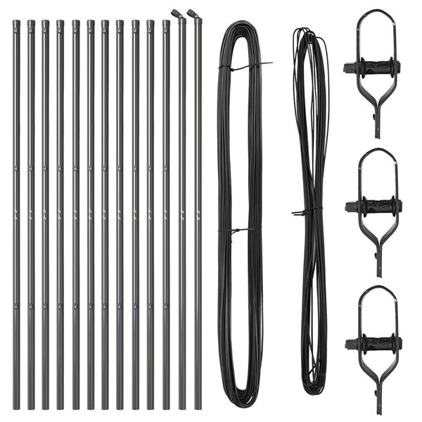 vidaXL Poteaux de clôture 13 pcs Gris Ø32mm 210 cm Acier galvanisé