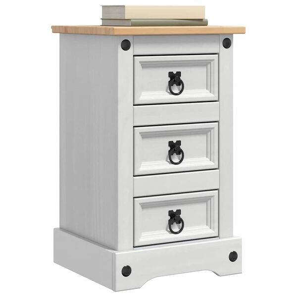 vidaXL Table de chevet Corona Blanc 35 x 32,5 x 58 cm Pin massif