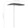 vidaXL Demi-parasol de jardin avec mât 180x90 cm anthracite