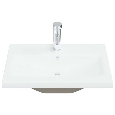 vidaXL Lavabo encastré avec robinet 61x39x18 cm céramique blanc