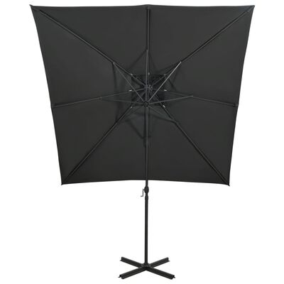 vidaXL Parasol de jardin en porte-à-faux à double toit anthracite