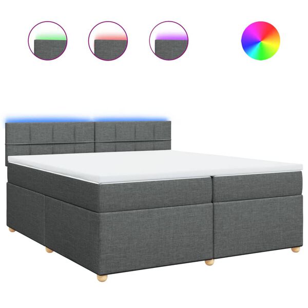 vidaXL Sommier &agrave; lattes de lit avec matelas Gris fonc&eacute; 200x200cm Tissu