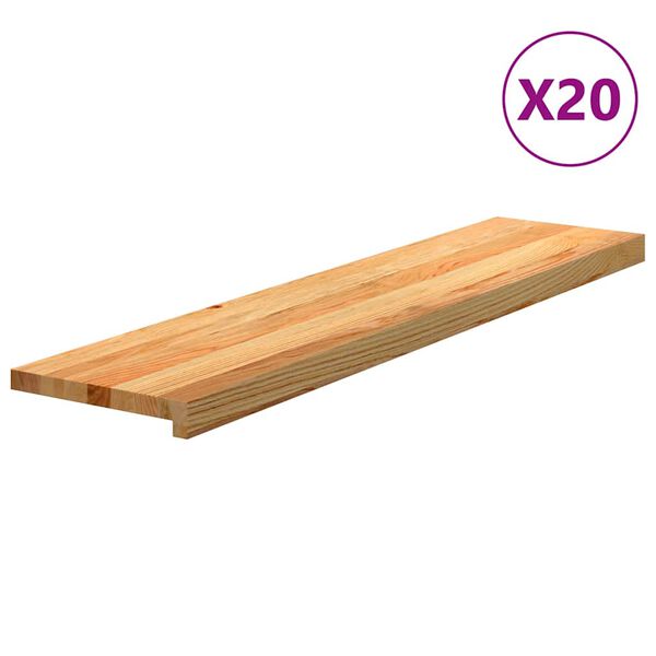 vidaXL Marches d'escalier 20 pcs marron clair 110x30x2 cm ch&ecirc;ne massif