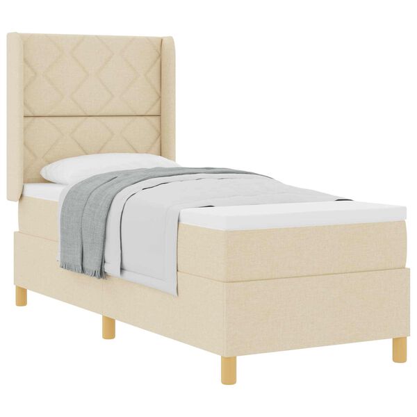 vidaXL Lit &agrave; ressorts avec matelas Cr&egrave;me 80 x 200 cm tissu