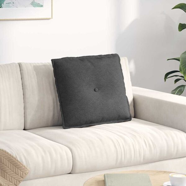 vidaXL Coussin de Dos Gris fonc&eacute; 50 x 45 cm Tissu en velours c&ocirc;tel&eacute;
