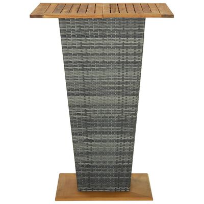 vidaXL Table de bar Gris 80x80x110 cm Résine tressée et bois d'acacia