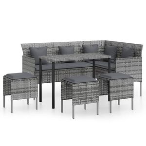vidaXL Ensemble de canap&eacute;s en L 5pcs avec coussins r&eacute;sine tress&eacute;e gris