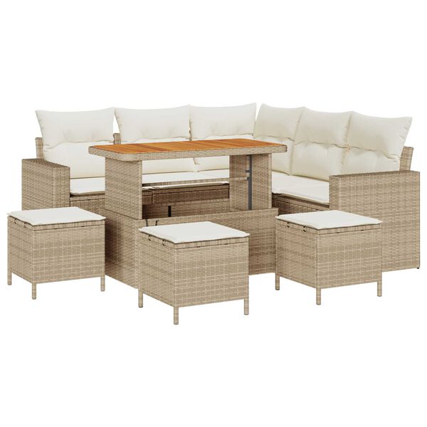 vidaXL Ensemble de canap&eacute; de jardin 10 pcs Beige et cr&egrave;me polyrotin