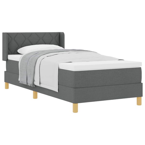 vidaXL Lit &agrave; ressorts avec matelas Gris fonc&eacute; 200 x 90 cm tissu