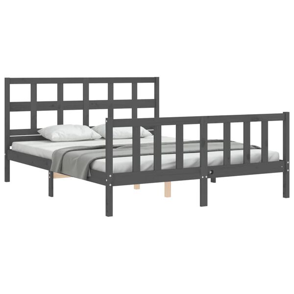 vidaXL Cadre de lit sans matelas gris bois de pin massif