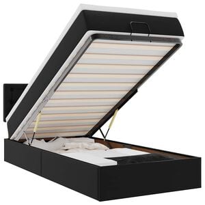 vidaXL Cadre de lit ottoman avec matelas noir 80x200 cm similicuir