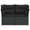 vidaXL Canap&eacute; de jardin avec coussins 2 places en polyrotin noir