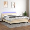 vidaXL Sommier &agrave; lattes de lit avec matelas LED Cr&egrave;me 160x200 cm Tissu