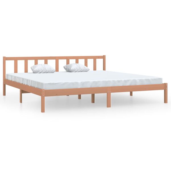 vidaXL Cadre de lit Marron miel Bois pin massif 180x200 cm Super King