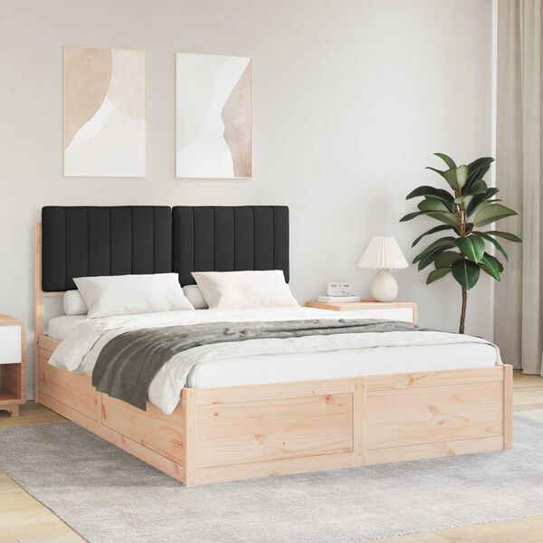 vidaXL Cadre de lit avec t&ecirc;te de lit rembourr&eacute;e Noir 135 x 190 cm
