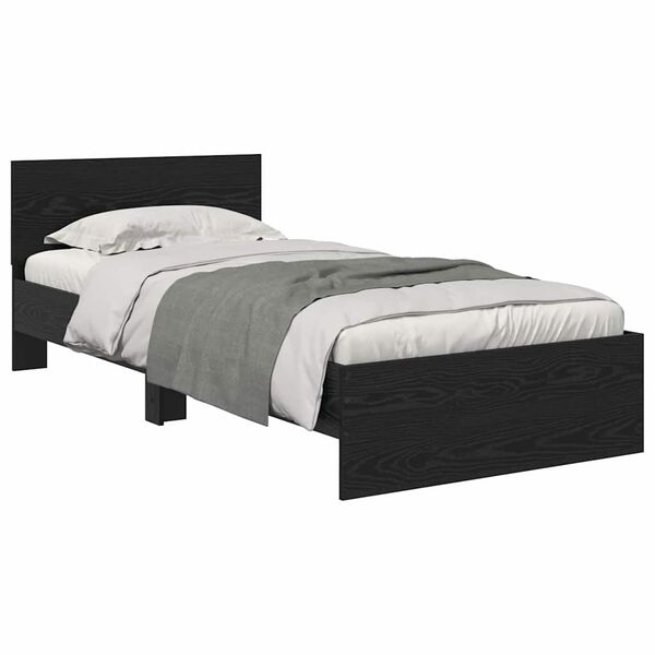 vidaXL Cadre de lit Ch&ecirc;ne noir 90 x 190 cm Bois d'ing&eacute;nierie
