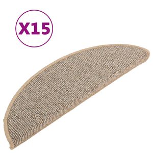 vidaXL Tapis d'escalier 15 pi&egrave;ces 56 x 17 x 3 cm Marron Demi-rond