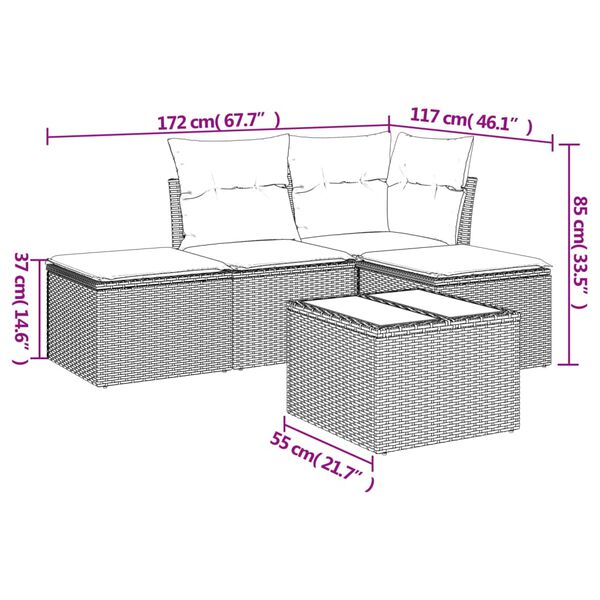 vidaXL Salon de jardin avec coussins 5 pcs beige r&eacute;sine tress&eacute;e