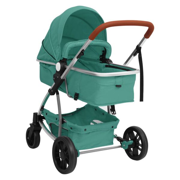 vidaXL Poussette pour b&eacute;b&eacute; 2-en-1 Vert Aluminium