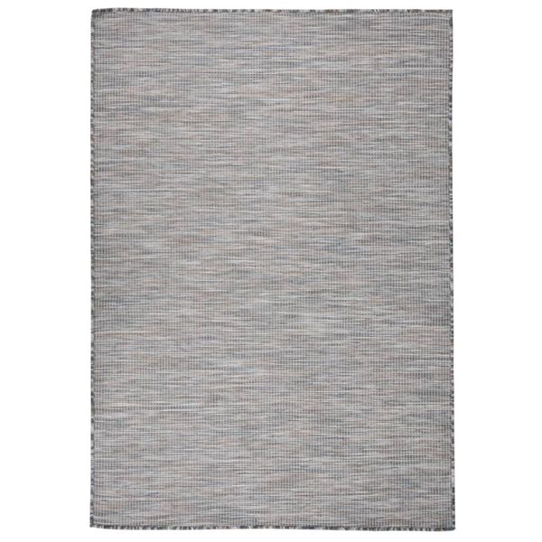 vidaXL Tapis &agrave; tissage plat d'ext&eacute;rieur 160x230 cm Marron et bleu