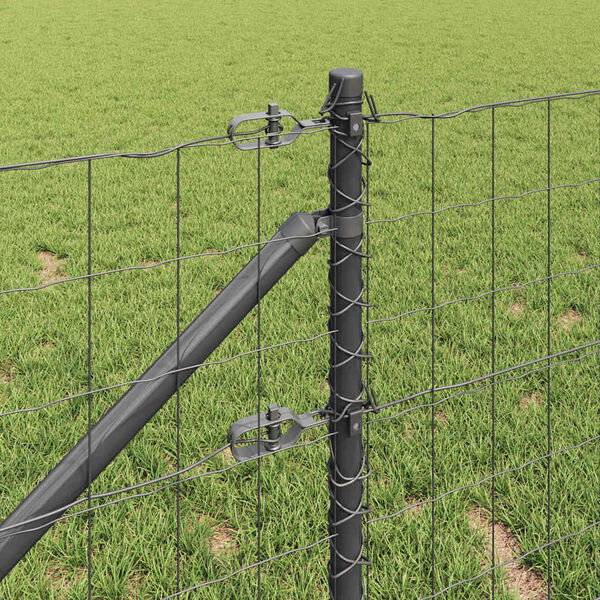 vidaXL Cl&ocirc;ture avec poteau Gris 0,6 x 25 m Acier et PVC