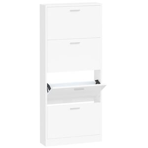 vidaXL Armoire &agrave; chaussures Blanc 59x17x150 cm Bois d'ing&eacute;nierie