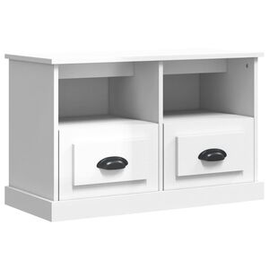 vidaXL Meuble TV blanc brillant 80x35x50 cm bois d'ing&eacute;nierie