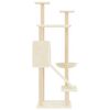 vidaXL Arbre &agrave; chat avec griffoirs en sisal Cr&egrave;me 153 cm