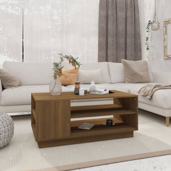 vidaXL Table basse ch&ecirc;ne marron 102x55x43 cm bois d'ing&eacute;nierie