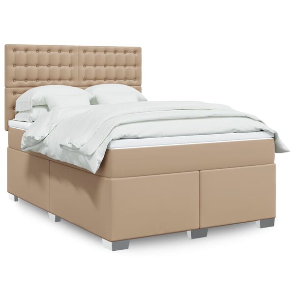 vidaXL Sommier &agrave; lattes de lit avec matelas Cappuccino 140x200 cm