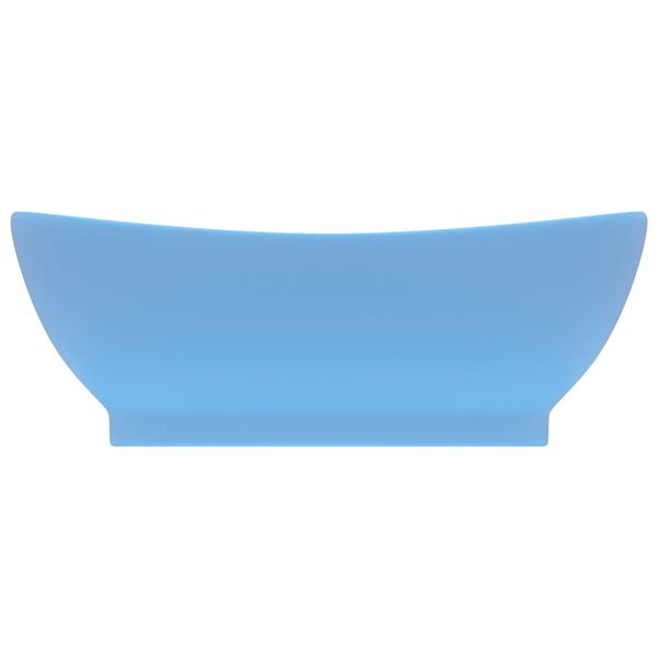vidaXL Lavabo ovale à trop-plein Bleu clair mat 58,5x39 cm Céramique